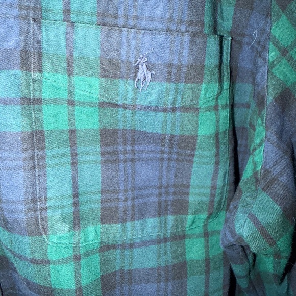 Polo Ralph Lauren Classic Fit Dark Green / Navy Plaid Button-Down Shirt, XXL - Picture 3 of 12